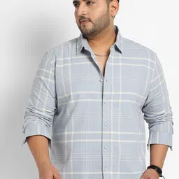 Instafab Plus Classic Windowpane Checked Cotton Casual Shirt-image-85