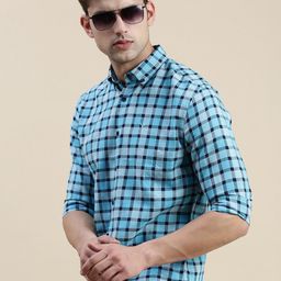 SHOWOFF Standard Slim Fit Gingham Checks Checked Cotton Casual Shirt-image-32