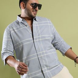 Instafab Plus Classic Windowpane Checks Cotton Casual Shirt-image-77