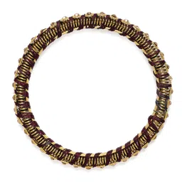 Peora Maroon & Gold-Plated Set Of 2 Matching Bangle Kundan Studded Chuda Bangles image 4