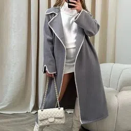 Alamode By Akanksha Women Grey Brussels Luxe Oversized Coat-picture-41