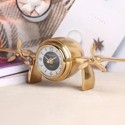 Decor de Maison Gold-Toned Contemporary Round Shaped Table Clock-image-96