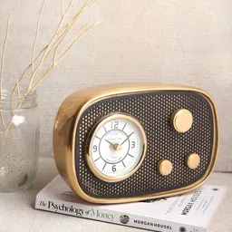 Decor de Maison Gold-Toned Textured Contemporary Square Shaped Table Clock-image-68