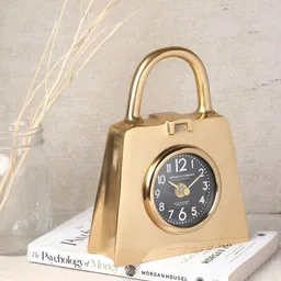 Decor de Maison Gold-Toned Contemporary Round Shaped Table Clock-image-93
