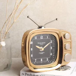 Decor de Maison Gold-Toned Contemporary Square Shaped Table Clock-image-60
