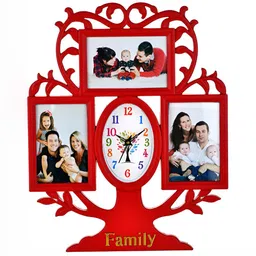 Attractionz Red & White Oval Textured Contemporary Wall Clock-image-72