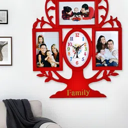 Attractionz Red & White Textured Oval Analogue Contemporary Wall Clock-image-85