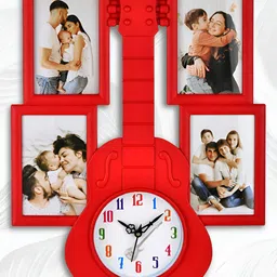 Attractionz Red & White Round Textured Analogue Contemporary Wall Clock-image-45