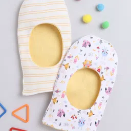 BUMZEE Infant Girls Pack of 2 Printed Reversible Cotton Balaclava-37