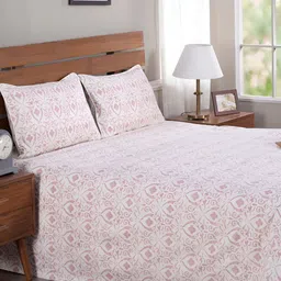 MASPAR Red & White Ethnic Motifs Printed 120 TC Double Bed Cover-image-12