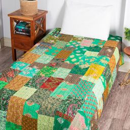 HANDICRAFT PALACE Multicolored Printed Patchwork Cotton Single Bed Cover-4