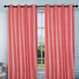 Kanodia Poly Fab Multicoloured Set of 2 Floral Room Darkening Door Curtain-17