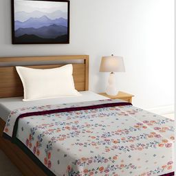 ELAN DREAMS Pink & Blue Floral AC Room 110 GSM Double Bed Dohar-image-20