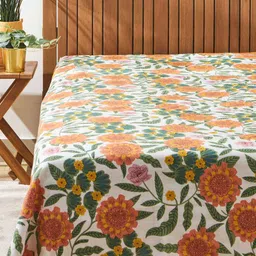 Chumbak Orange & White Floral Summer Cotton 150 GSM Single Bed Dohar-image-34