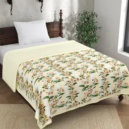 EverHOME Beige & Green Floral Cotton AC Room 120 GSM Single Bed Dohar-image-87