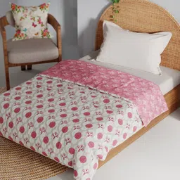 BIANCA White Muslin Cotton AC Room 150 GSM Flannel Filling Reversible Single Bed Dohar-image-3