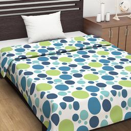 Divine Casa White & Blue Geometric Mild Winter 120 GSM Cotton Reversible Single Bed Dohar-image-76
