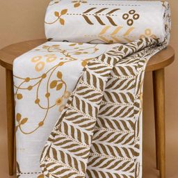 Huesland Brown & White Floral AC Room Double Bed Dohar-image-76