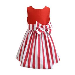 A T U N Girls Red Striped Dress-picture-27