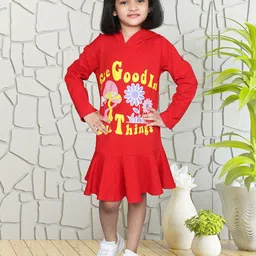 ZIP ZAP ZOOP Girls Graphic Printed Hooded Cotton Drop-Waist Dress-image-61