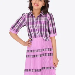 CUTECUMBER Purple Checked Dress-image-10