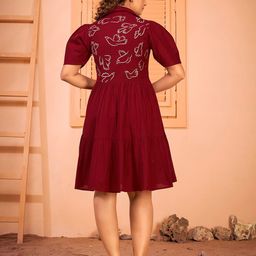 Curvy Lane Shirt Collar Cotton Fit & Flare Dress-picture-57
