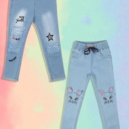 A-Okay Boys Pack Of 2 Slim Fit High-Rise Embroidered Stretchable Jeans-image-95
