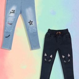 A-Okay Boys Pack Of 2 Slim Fit High-Rise Embroidered Stretchable Jeans-image-91
