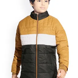 AD & AV Boys Yellow Colourblocked Water Resistant Longline Padded Jacket-image-62