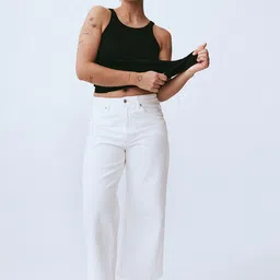 H&M Women Wide High Cropped Jeans-picture-4
