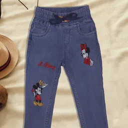 A-Okay Kids Slim Fit High-Rise Clean Look Mickey Mouse Printed Stretchable Jean-image-96