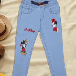 A-Okay Kids Slim Fit High-Rise Clean Look Mickey Mouse Printed Stretchable Jean-image-95