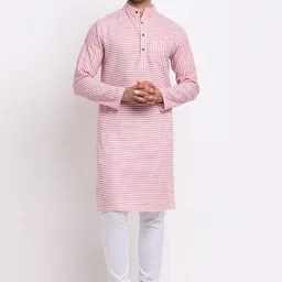 Enchanted Drapes Striped Mandarin Collar Straight Kurta-18