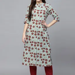 Stylum Mandarin Collar Floral Printed Screen Print Kurta-picture-30