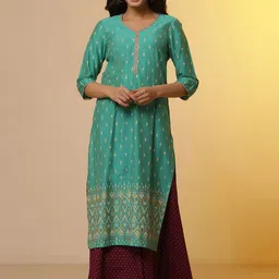 AURELIA Ethnic Motifs Printed Straight Kurta-image-72