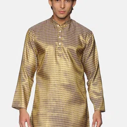 Sethukrishna Men Gold & Blue Ethnic Motifs Embellished Kurta-picture-30