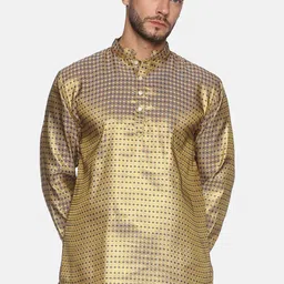 Sethukrishna Men Blue Ethnic Motifs Self Design Kurta-picture-7