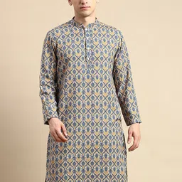 Amodh by Kisah Ethnic Printed Mandarin Collar Regular Kurta-picture-28