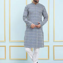 See Designs Geometric Printed Mandarin Collar Long Sleeves Straight Kurta-48