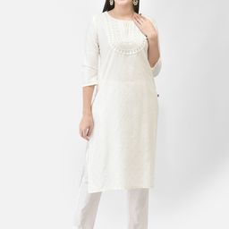 Span Woven Design Thread Work Straight Kurta-image-20