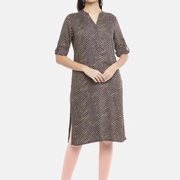 RANGMANCH BY PANTALOONS Women Brown & Yellow Leheriya Printed Kurta-picture-10