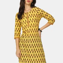 V-Mart Women Yellow & Yellow Printed Kurta-picture-13
