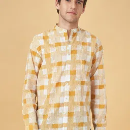 indus route by Pantaloons Geometric Printed Mandarin Collar Cotton Straight Kurta-picture-13