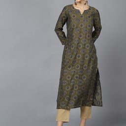 KALINI Ethnic Motifs Printed Gotta Patti Straight Kurta-image-33
