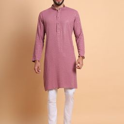 SWAGG INDIA Mandarin Collar Ethnic Motif Embroidered Thread Work Kurta-picture-41