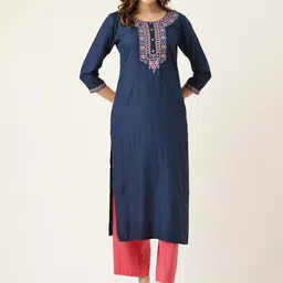 MissKurti Floral Yoke Design Thread Work Straight Kurta-picture-41
