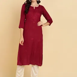 MissKurti Floral Embroidered Straight Kurta-picture-53