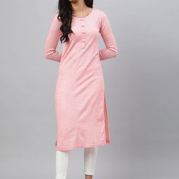 AURELIA Round Neck Long Sleeves Acrylic Straight Kurta-image-13