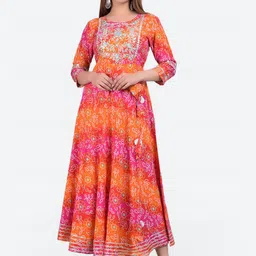 KALINI Boat Neck Bandhani Printed Anarkali Kurta-picture-26