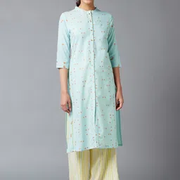 W Women Blue & Brown Printed Kurta-picture-31